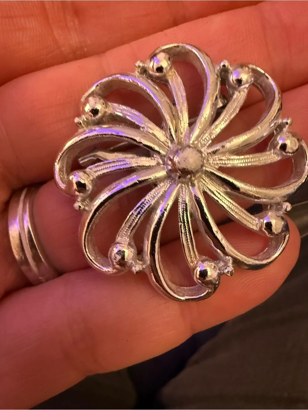 Silver Floral Swirl Brooch - Elegant Women's Jewelry